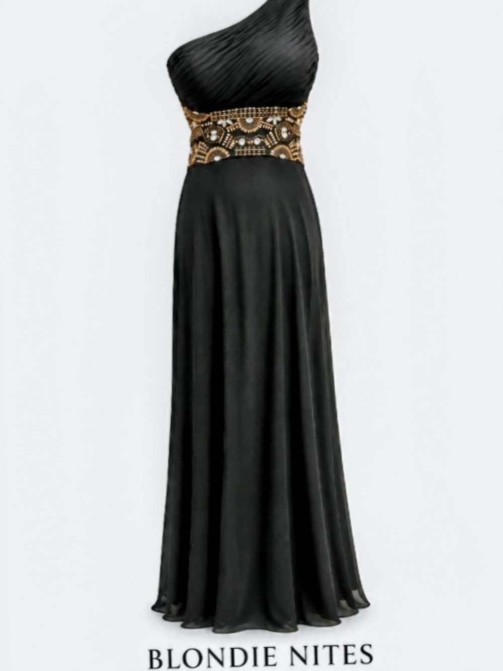 NYE SPECIAL OCCASION Formal Blondie Nites Black One-Shoulder Evening Gown